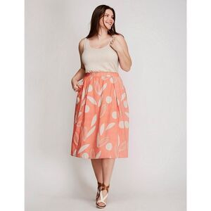 Lane Bryant peach and beige printed lined cotton circle skirt Size 14/16
